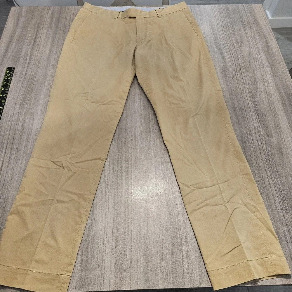 Polo Ralph Lauren Pants Men 33x32(34x31 Actual) Beige Stretch Straight Fit Chino